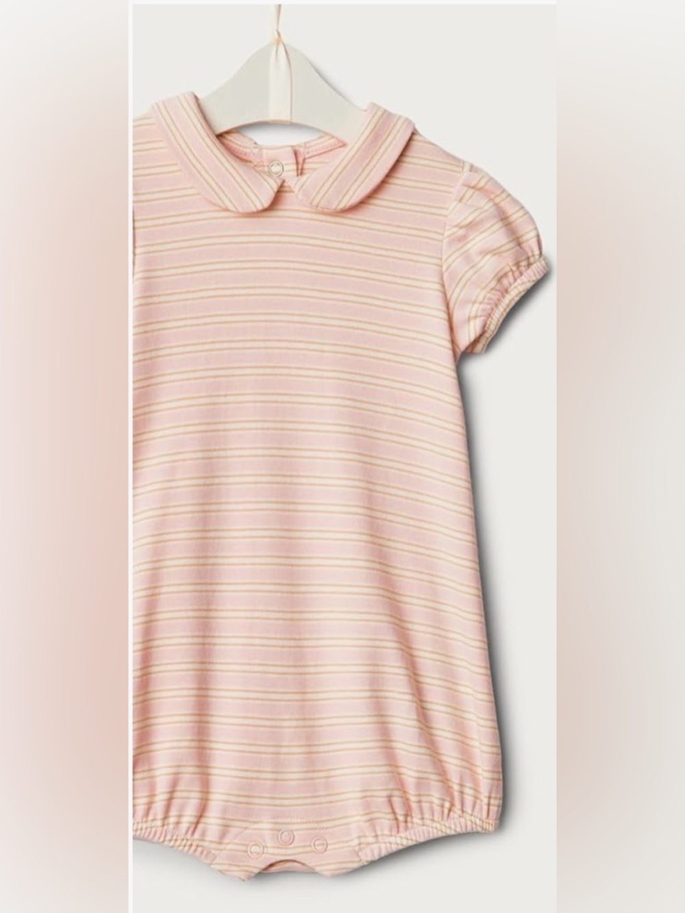 Pink Striped Collared Short Sleeve Romper